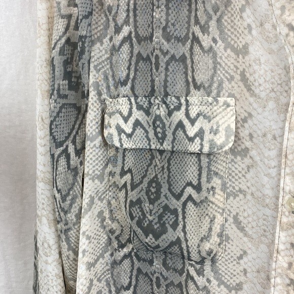 Old Navy Tan & Brown Animal Print Long Sleeve Semi Sheer Blouse Top L - Picture 3 of 5